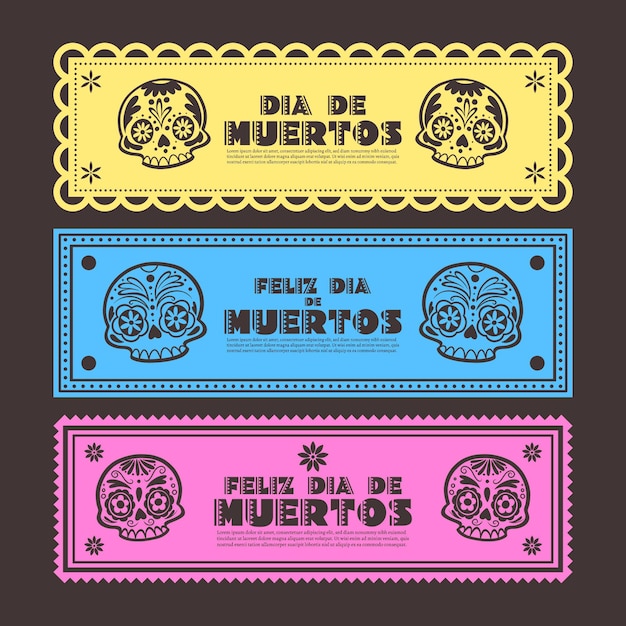 Free vector vintage día de muertos banners