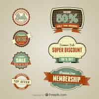 Free vector vintage discount for members labels