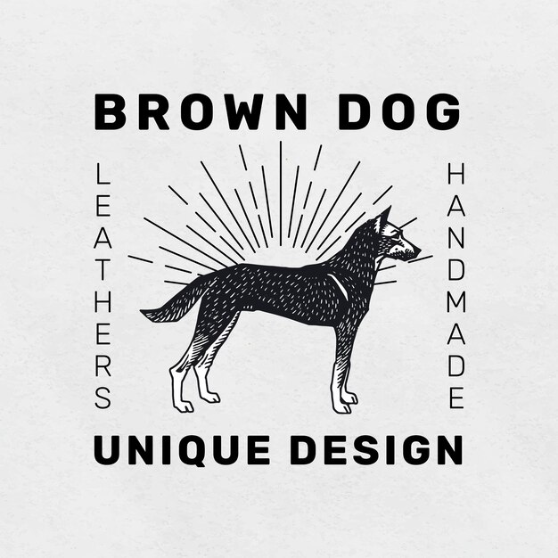 ビンテージ犬のロゴのリノカット テンプレート