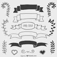 Free vector vintage drawn ornaments