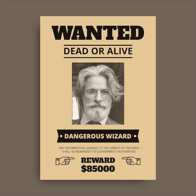 Free vector vintage duotone wizard wanted poster