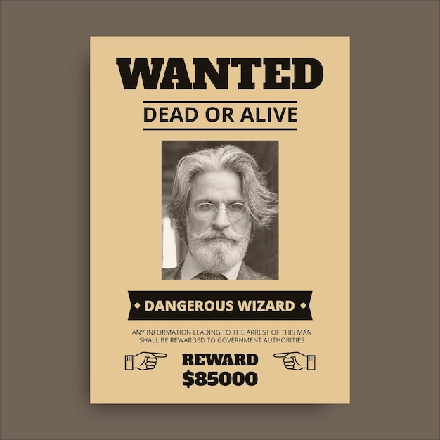 vintage duotone wizard wanted poster