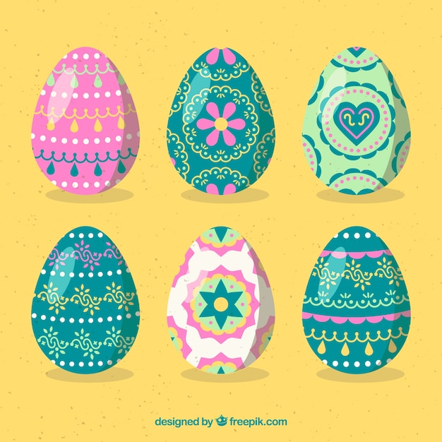 Free vector vintage easter day eggs collection
