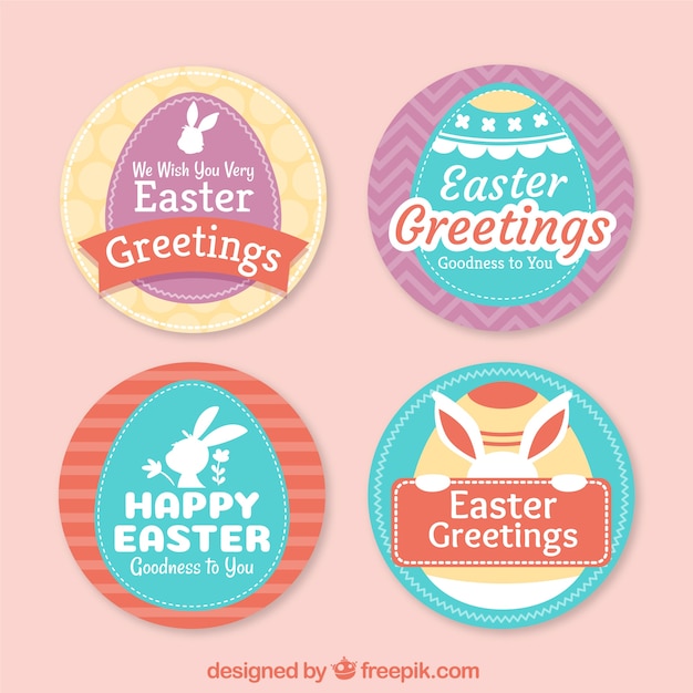 Free vector vintage easter day label/badge collection