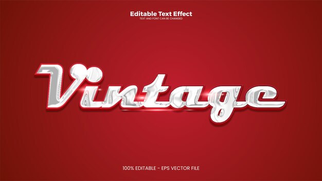 Vintage editable text effect in chrome style