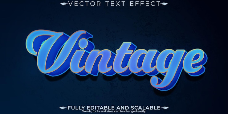 Free Vector vintage editable text effect editable blue and retro text style