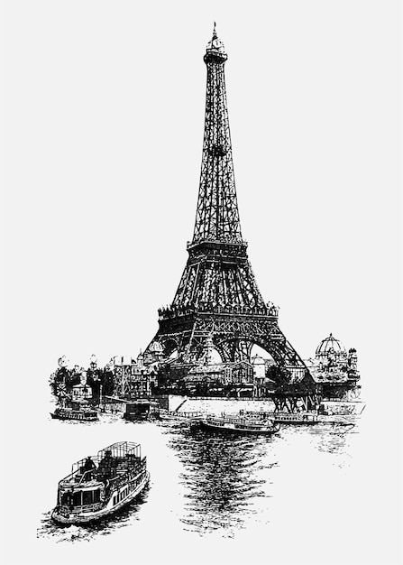 Illustrazione d'epoca torre eiffel