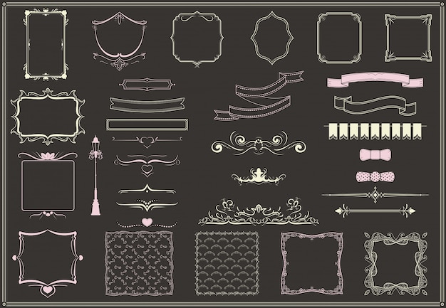 Vintage Empty Decorative Elements Collection