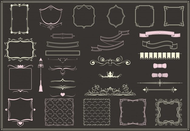 Vintage Empty Decorative Elements Collection