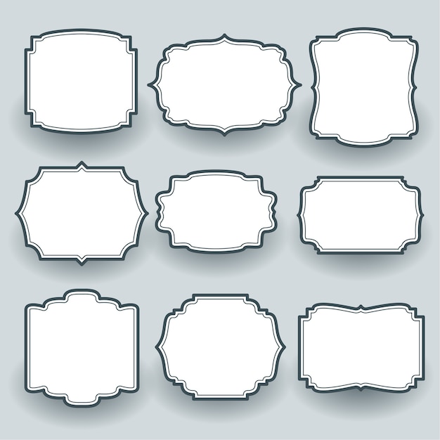 無料ベクター 9つのヴィンテージの空のフレームラベルセット