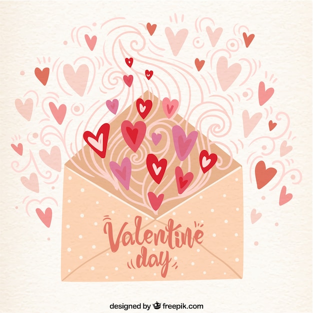 Free vector vintage envelope background with hearts