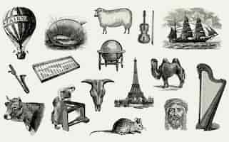 Free vector vintage european objects set