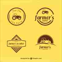 Free vector vintage farmers market badges