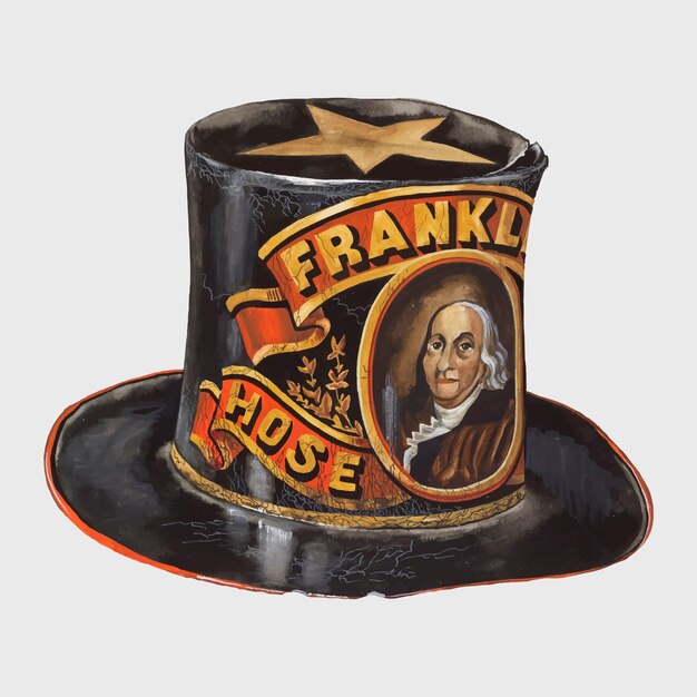 ヴィンテージ消防士の帽子のベクトル、ページコフマンによるアートワークからリミックス