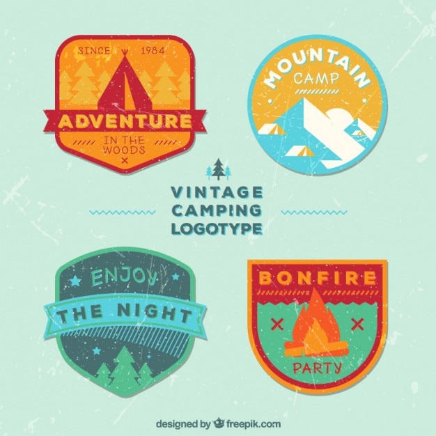 Free vector vintage flat adventure logos templates