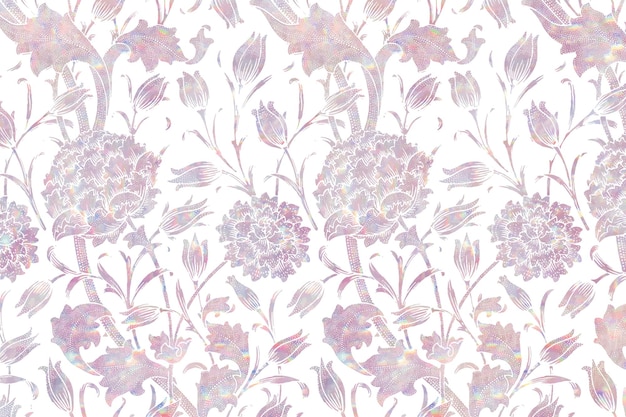 Vintage flora holographic background remix from artwork by William Morris