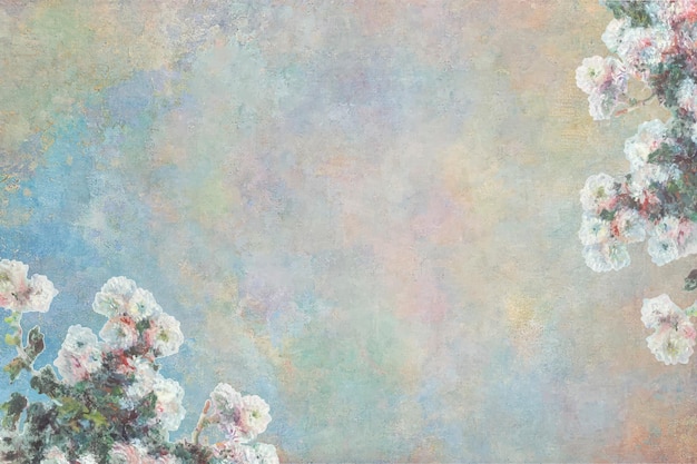 Vintage floral background  remixed from the artworks of Claude Monet.