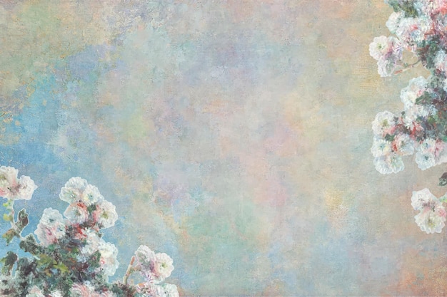 無料ベクター クロード・モネのアートワークからリミックスされたヴィンテージの花の背景。