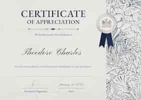 Free vector vintage floral certificate template in classy style