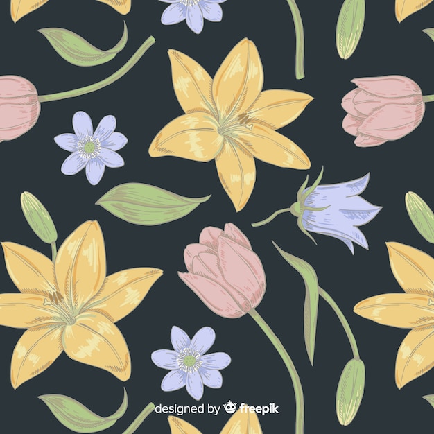 Vintage floral elements pattern 