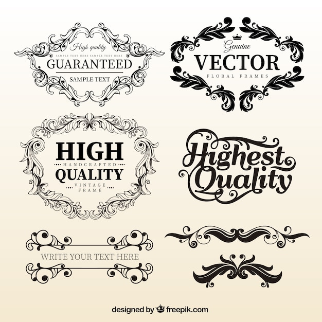 Vintage floral frame templates