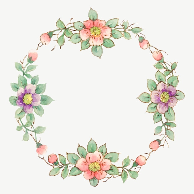 Vintage floral frame vector, remixed from Noritake factory china porcelain tableware design