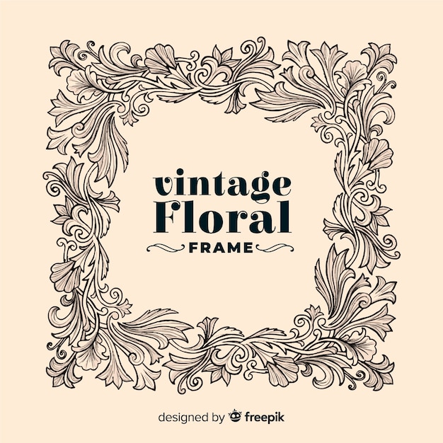 Vettore gratuito cornice floreale vintage