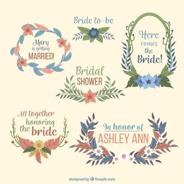 Free vector vintage floral frames collection for bachelorette parties