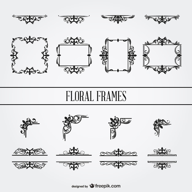 Free vector vintage floral frames