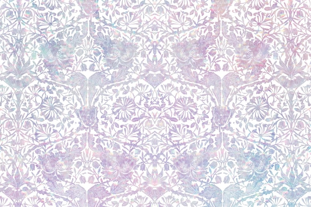 Vintage floral holographic  pattern remix from artwork by william morris