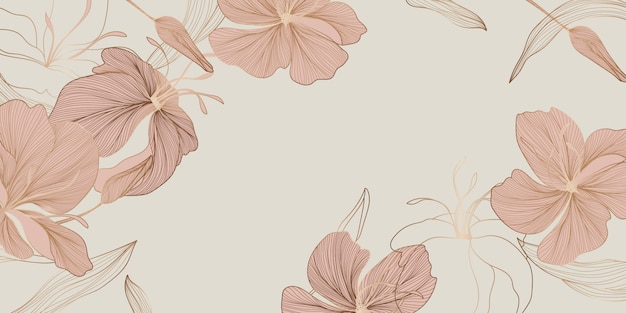 Vintage floral line arts wallpaper design
