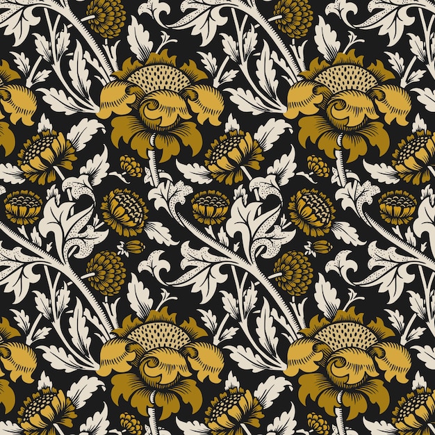 Free vector vintage floral ornament seamless pattern background