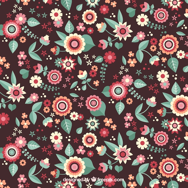 Vintage floral pattern in flat design