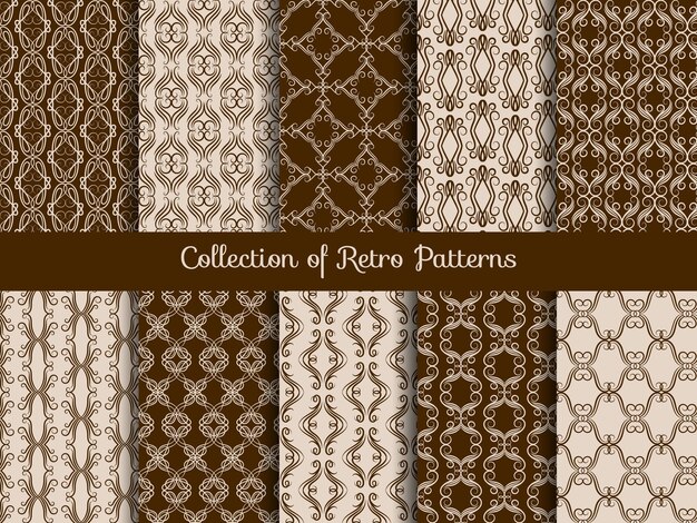 Vintage floral seamless pattern set