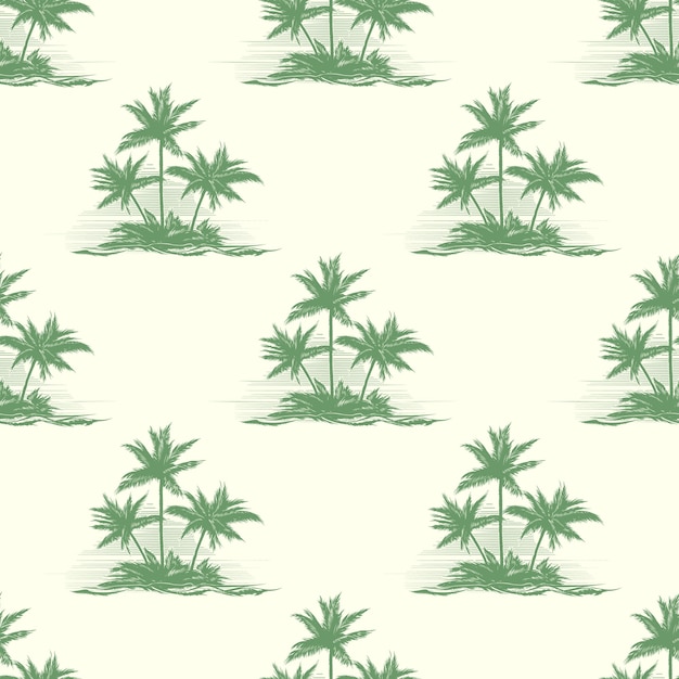 Vintage floral seamless pattern with palm trees.