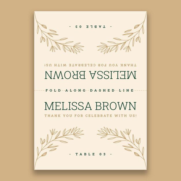 Vintage floral thank you wedding place card