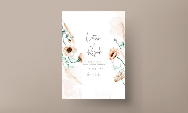 Free vector vintage floral wedding invitation card template