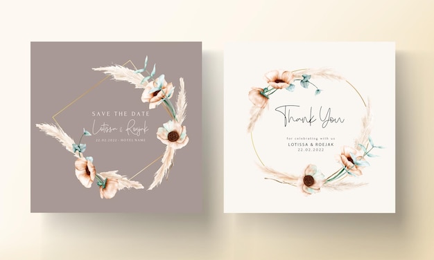 vintage floral wedding invitation card template