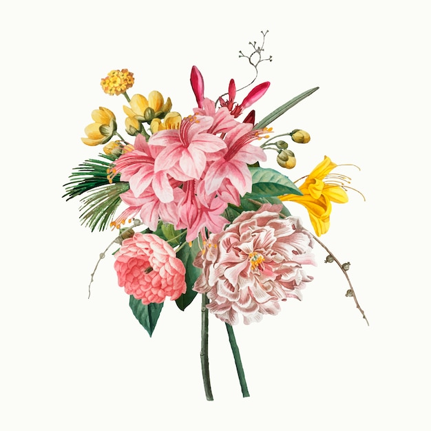 Vettore gratuito bouquet di fiori d'epoca