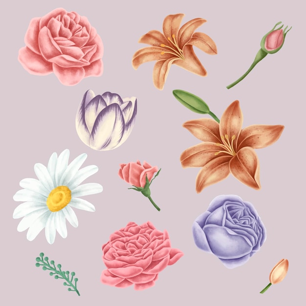 Free vector vintage flower element collection