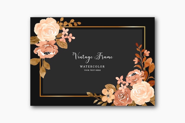 Vintage flower frame background with watercolor