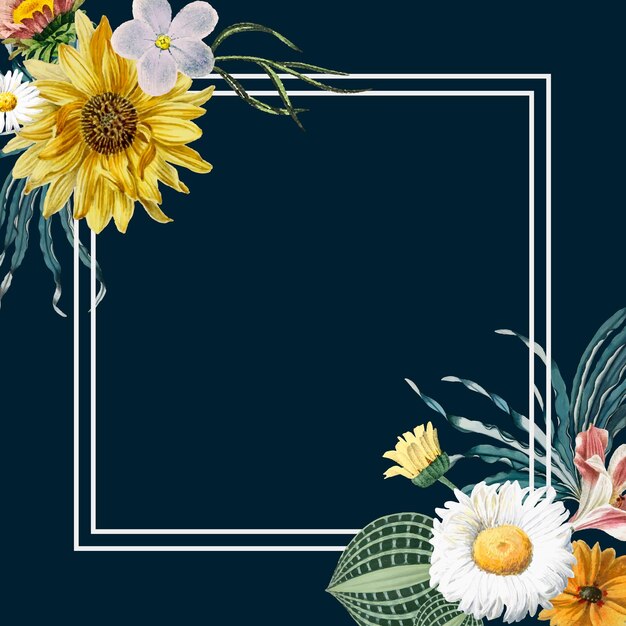 Винтажная цветочная рамка в стиле акварели