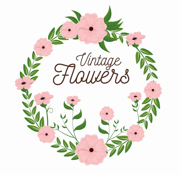 Vintage flowers frame decoration