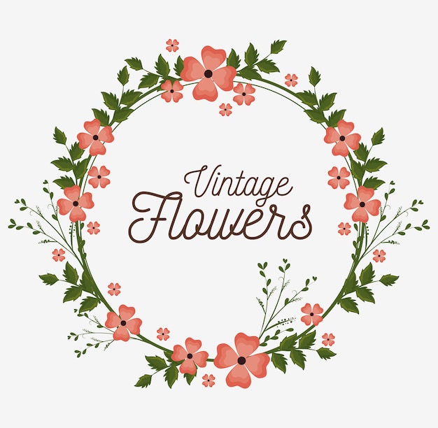 Vintage flowers frame decoration