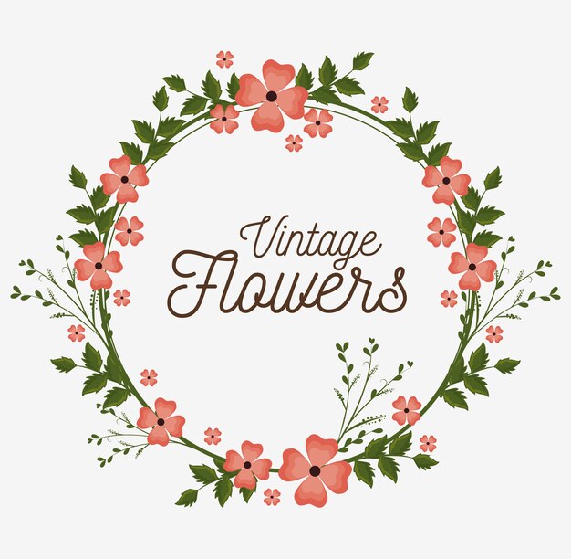 vintage flowers frame decoration