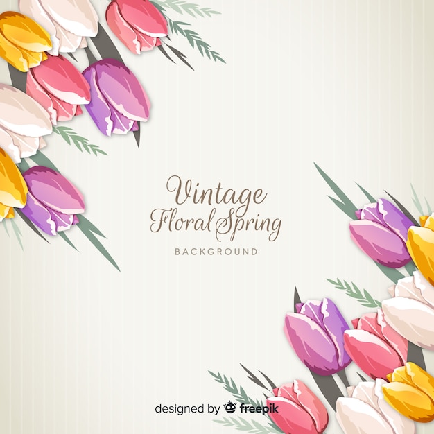 Free vector vintage flowers spring background