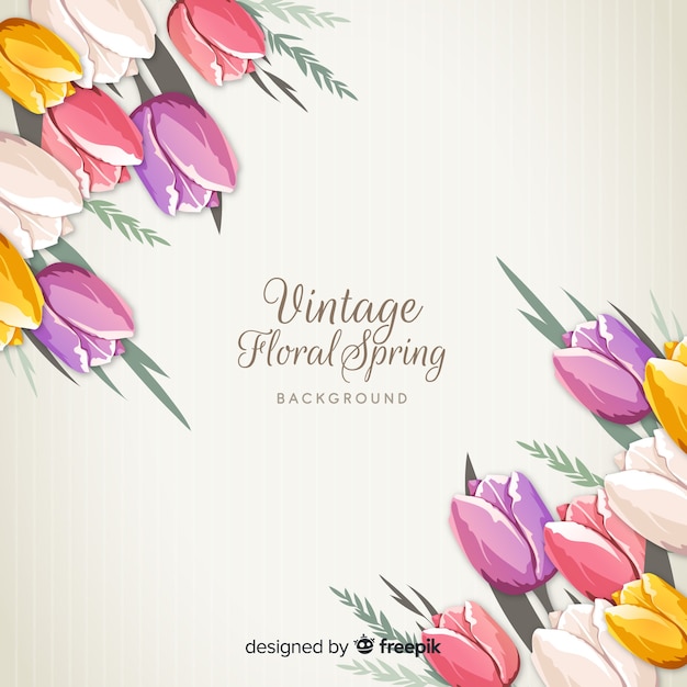 Vintage flowers spring background