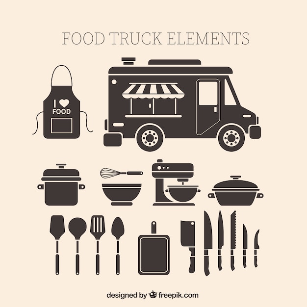 Free vector vintage food truck elements