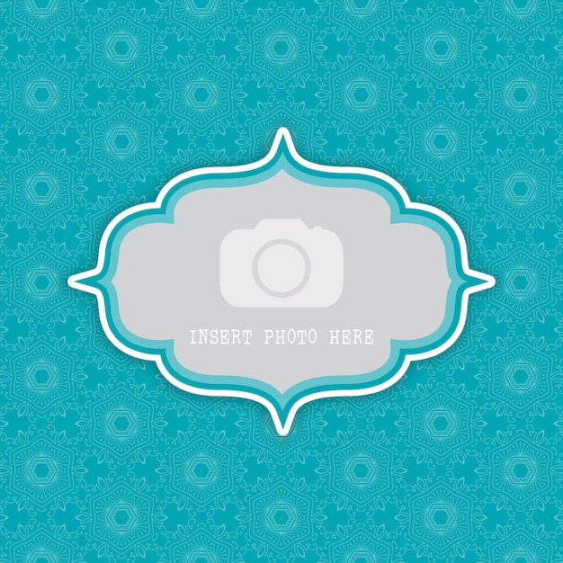 Free vector vintage frame on a blue ornamental pattern