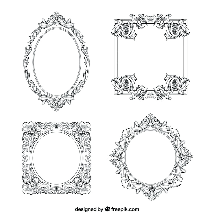 Free Vector vintage frame collection with different ornaments